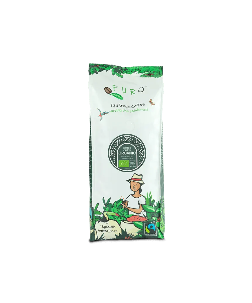 Puro Fairtrade Organic Light ekologiškos kavos pupelės,
