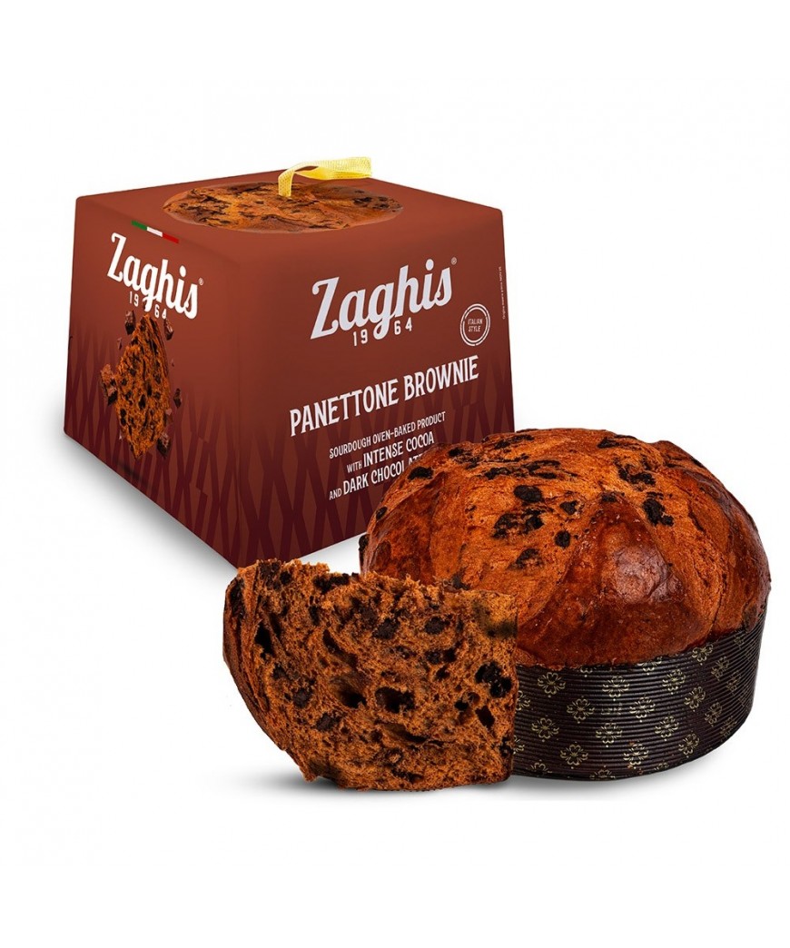 Panettone pyragas „Brownie“ su kakava ir juodojo šokolado gabalėliais Zaghis, 600 g
