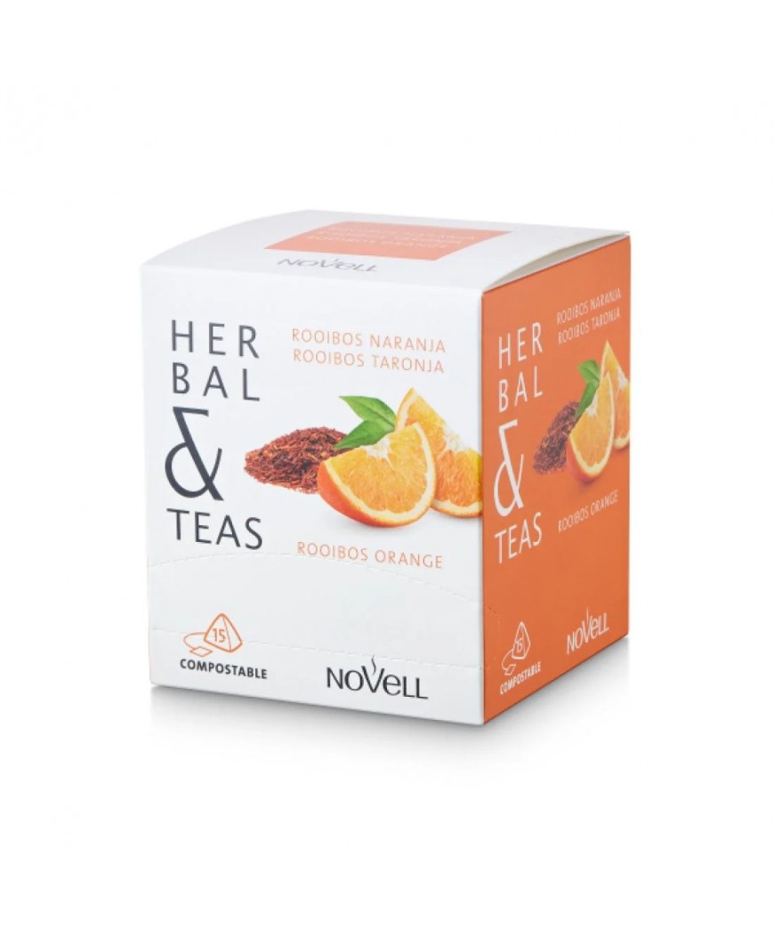 Novell Herbal & Teas Rooibos Naranja rooibos arbata su gaiviomis apelsinų natomis, 15 vnt. piramidžių