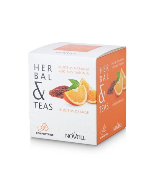 Novell Herbal & Teas Rooibos Naranja rooibos arbata su gaiviomis apelsinų natomis, 15 vnt. piramidžių