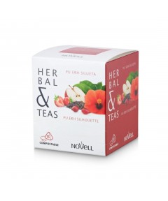 Novell Herbal & Teas Pu Erh Silueta žaliosios ir raudonosios arbatos ir vaisiųderinys, 15 vnt. piramidžių