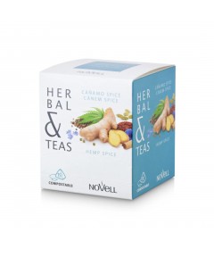 Novell Herbal & Teas Cáñamo Spice žolelių arbata su kanapių sėklomis ir imbieru, 15 vnt. piramidžių