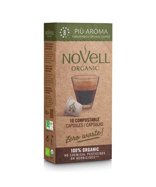 Ekologiškos kavos kapsulės Nespresso® aparatams Novell Più Aroma  Zero Waste , 10 vnt